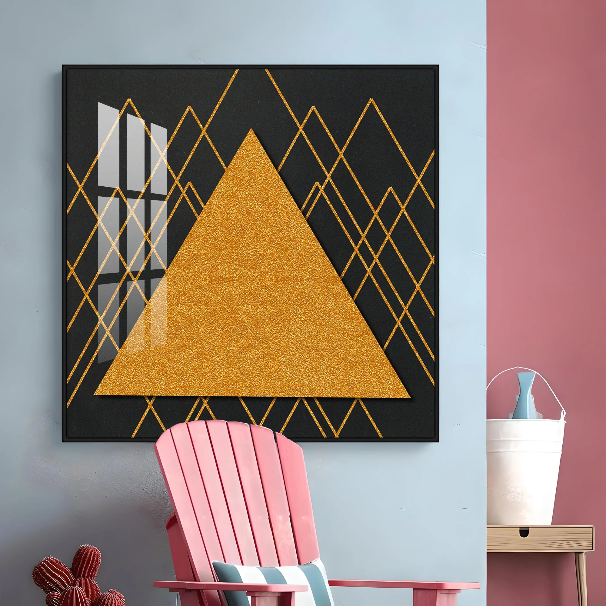 Abstract Geometric Figure Triangle Premium Acrylic Square Wall Art