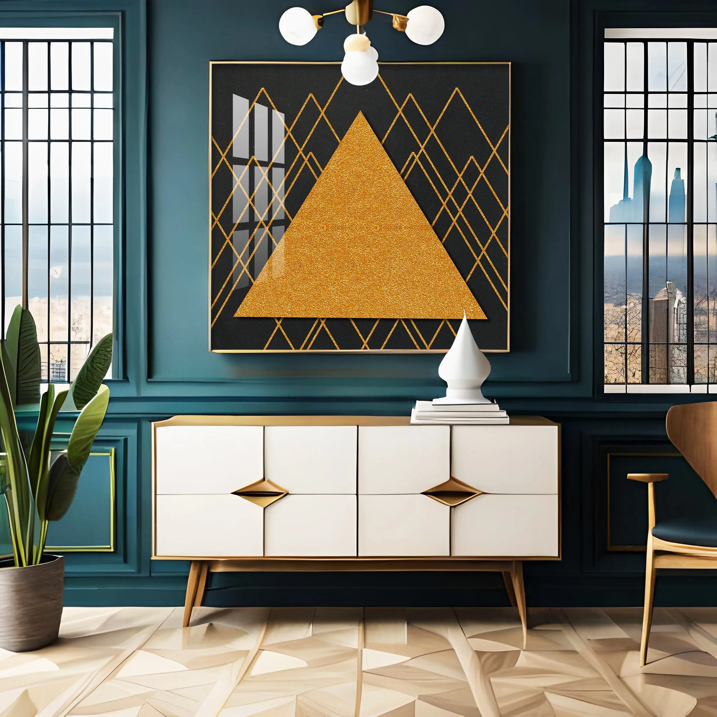 Abstract Geometric Figure Triangle Premium Acrylic Square Wall Art