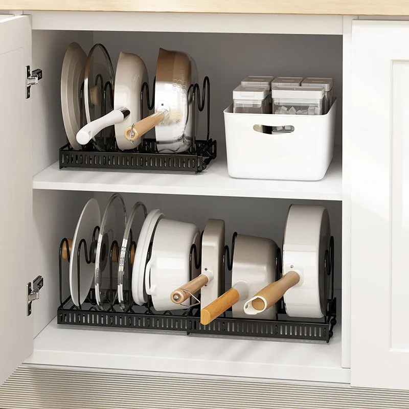 Adjustable Pot Lid Organizer Dividers Rack 7 Grid-White
