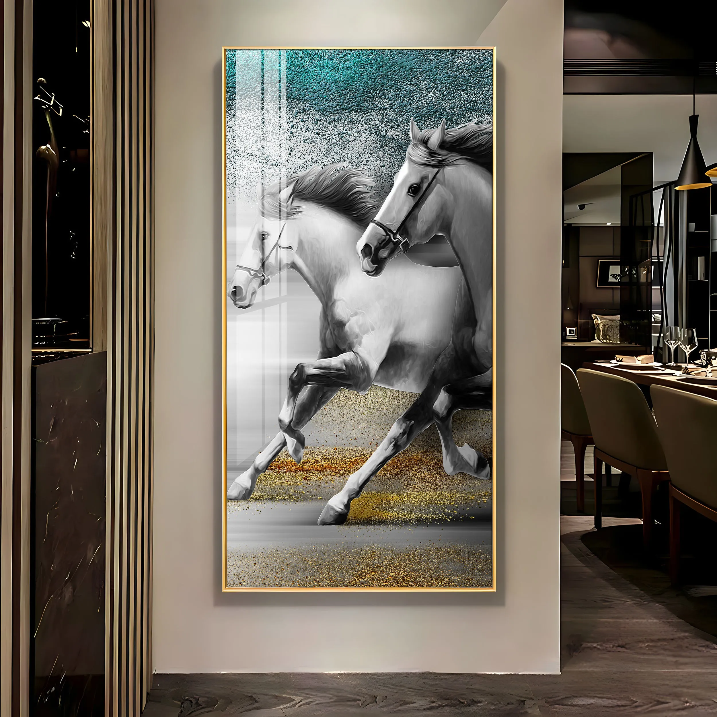 Arabian White Horse Premium Acrylic Vertical Wall Art
