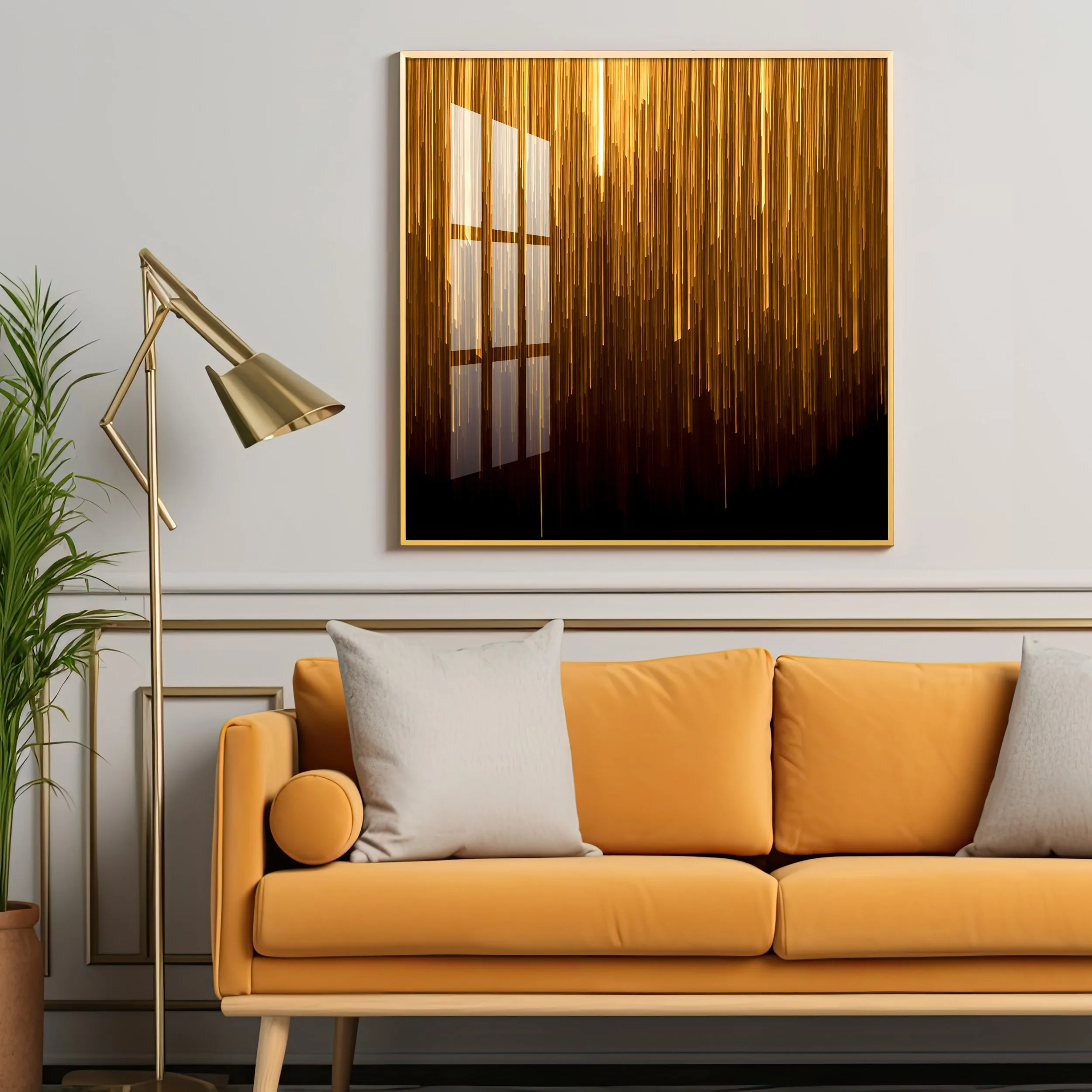 Art Ink Gold Living Room Premium Acrylic Square Wall Art