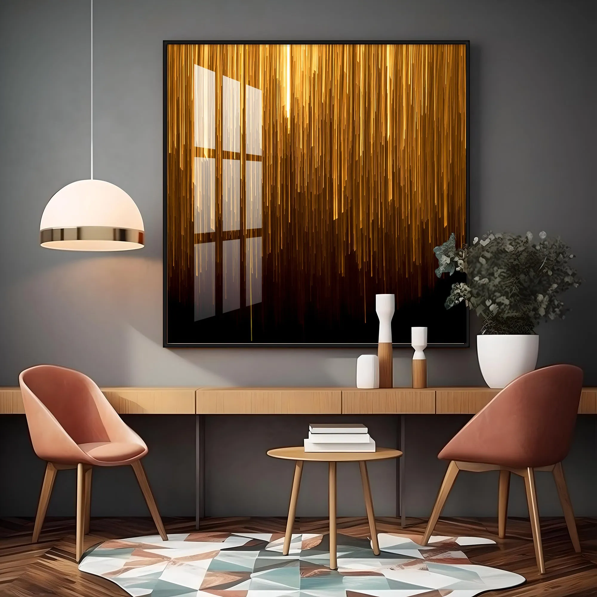 Art Ink Gold Living Room Premium Acrylic Square Wall Art