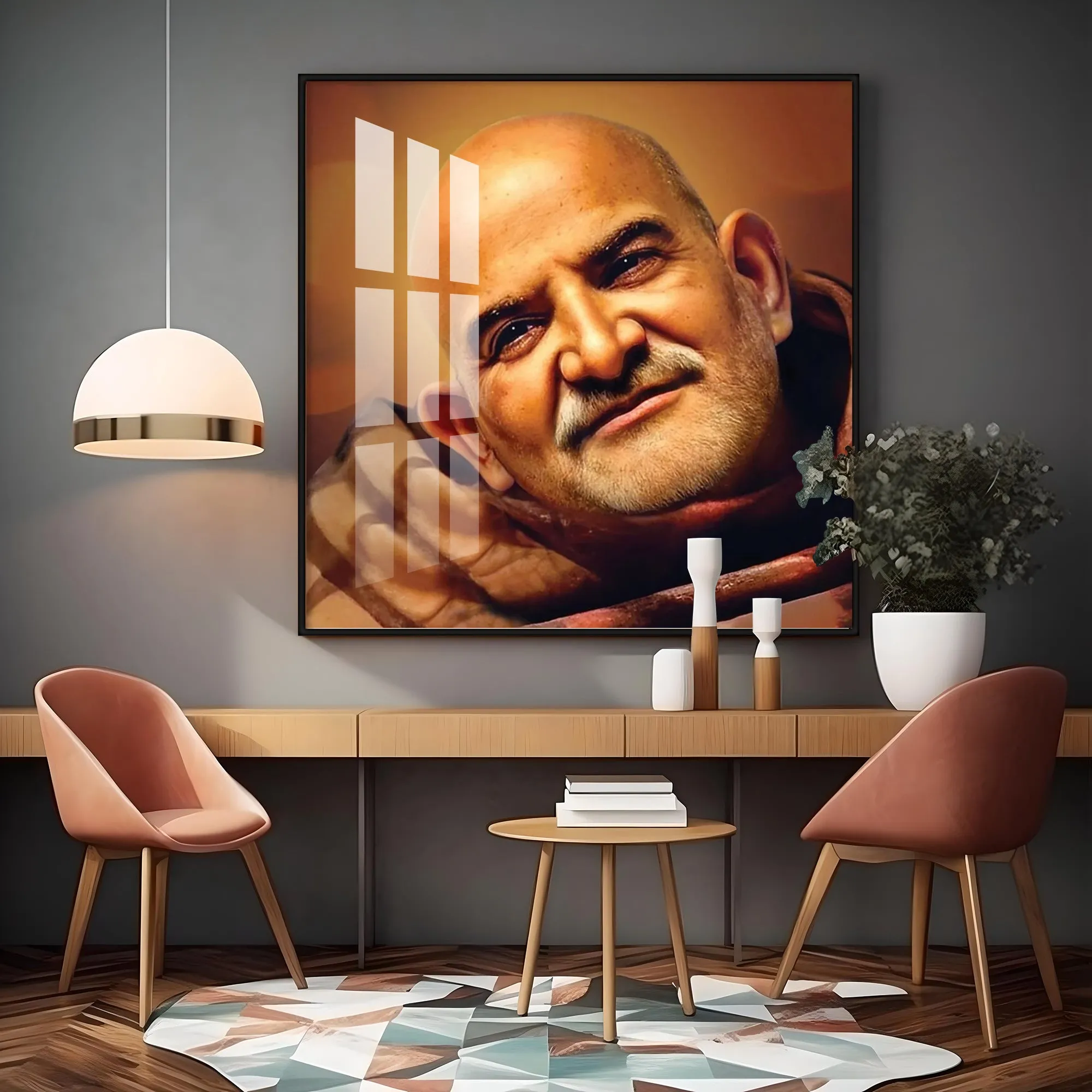 Baba Neem Karoli Maharaj Premium Acrylic Square Wall Art