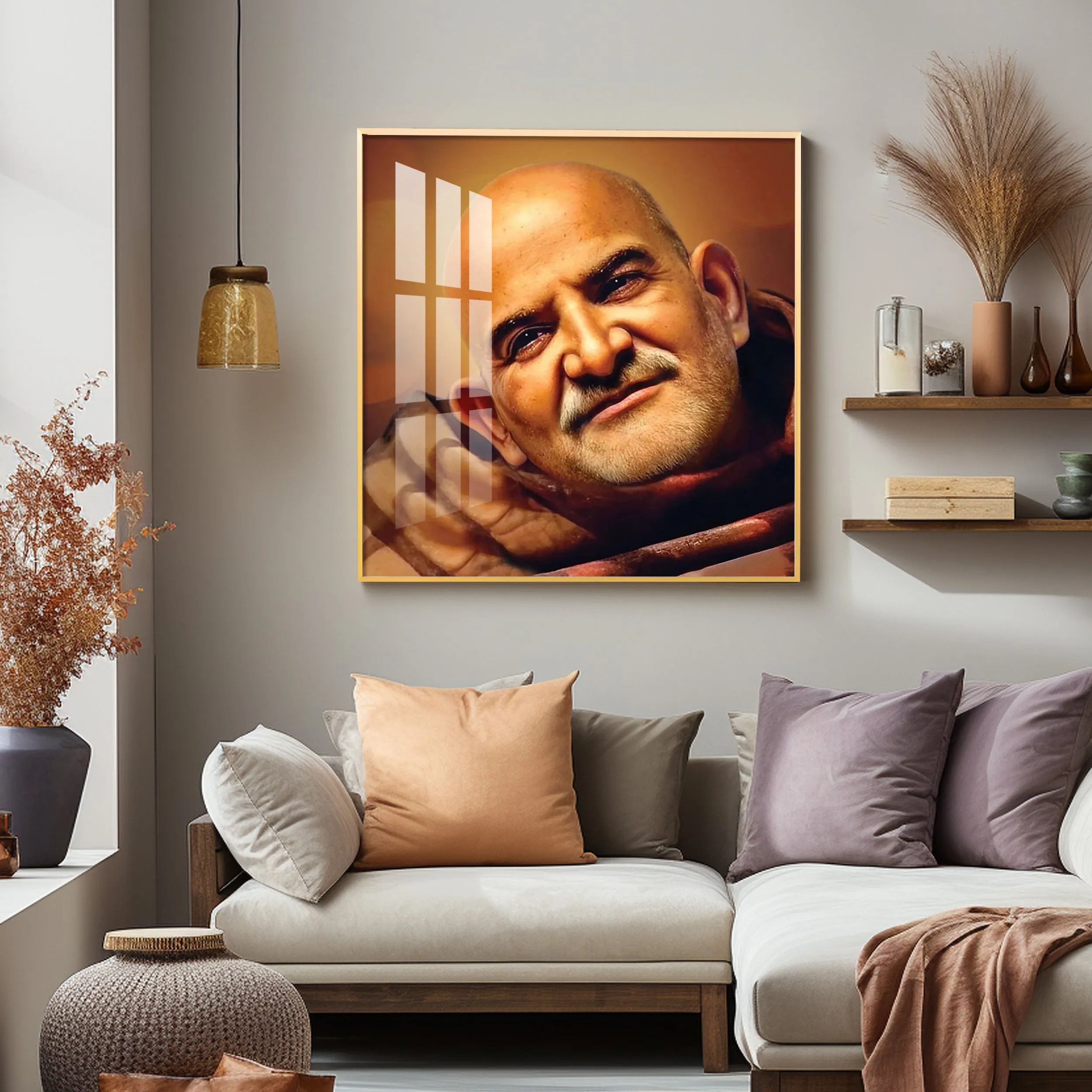 Baba Neem Karoli Maharaj Premium Acrylic Square Wall Art