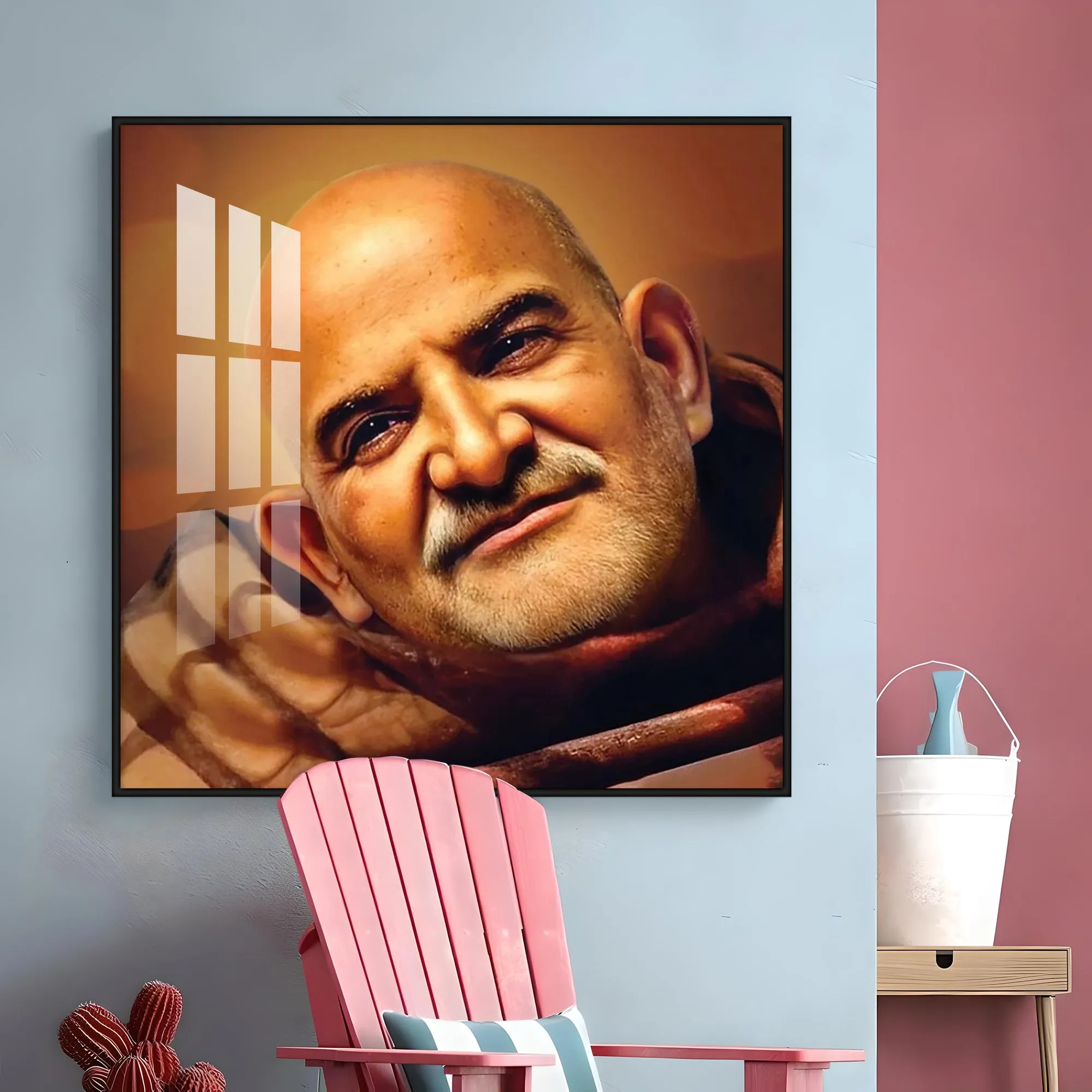 Baba Neem Karoli Maharaj Premium Acrylic Square Wall Art