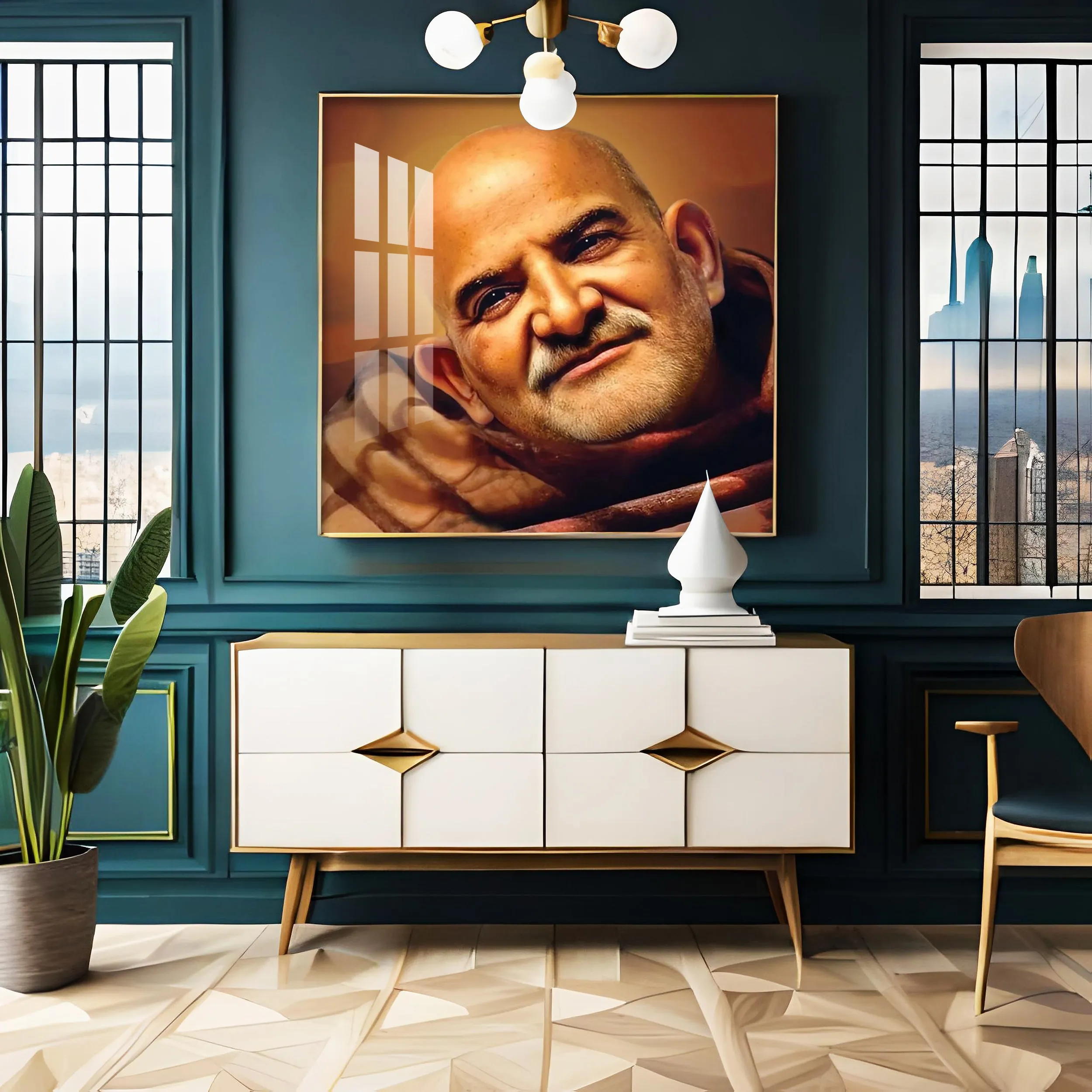 Baba Neem Karoli Maharaj Premium Acrylic Square Wall Art