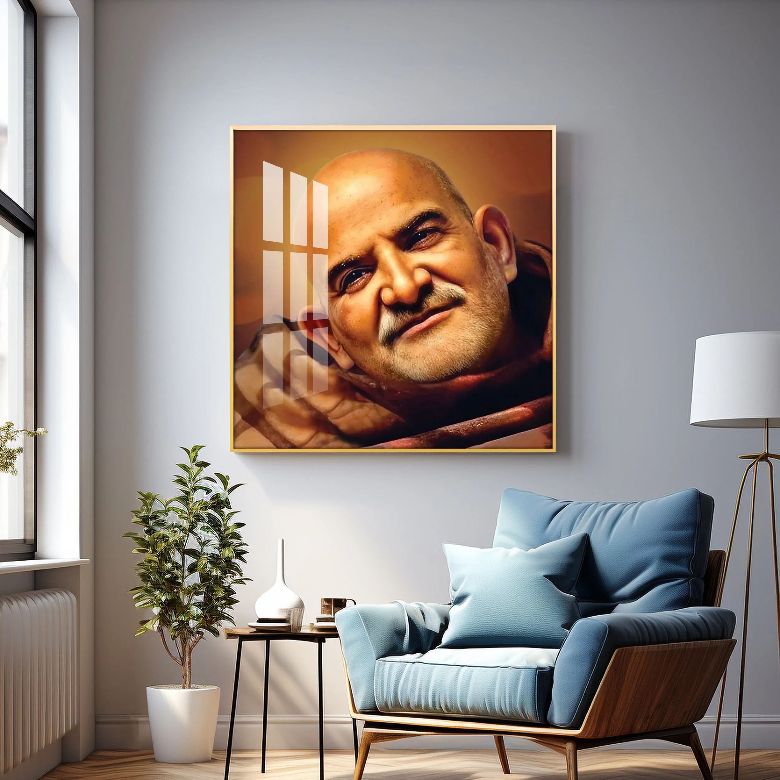 Baba Neem Karoli Maharaj Premium Acrylic Square Wall Art