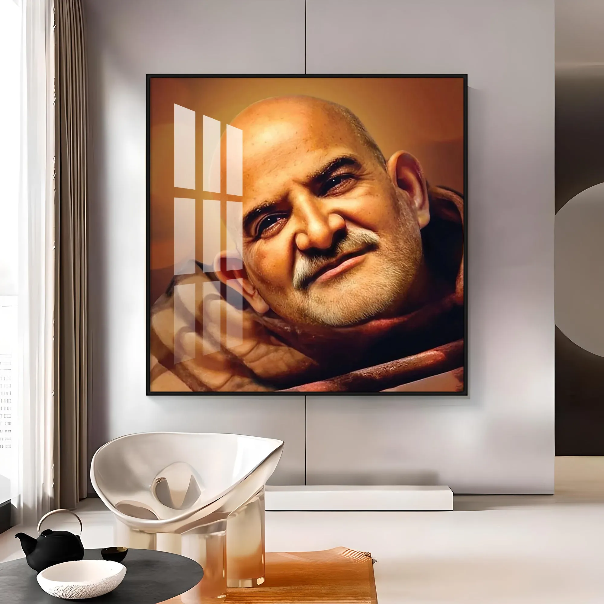 Baba Neem Karoli Maharaj Premium Acrylic Square Wall Art