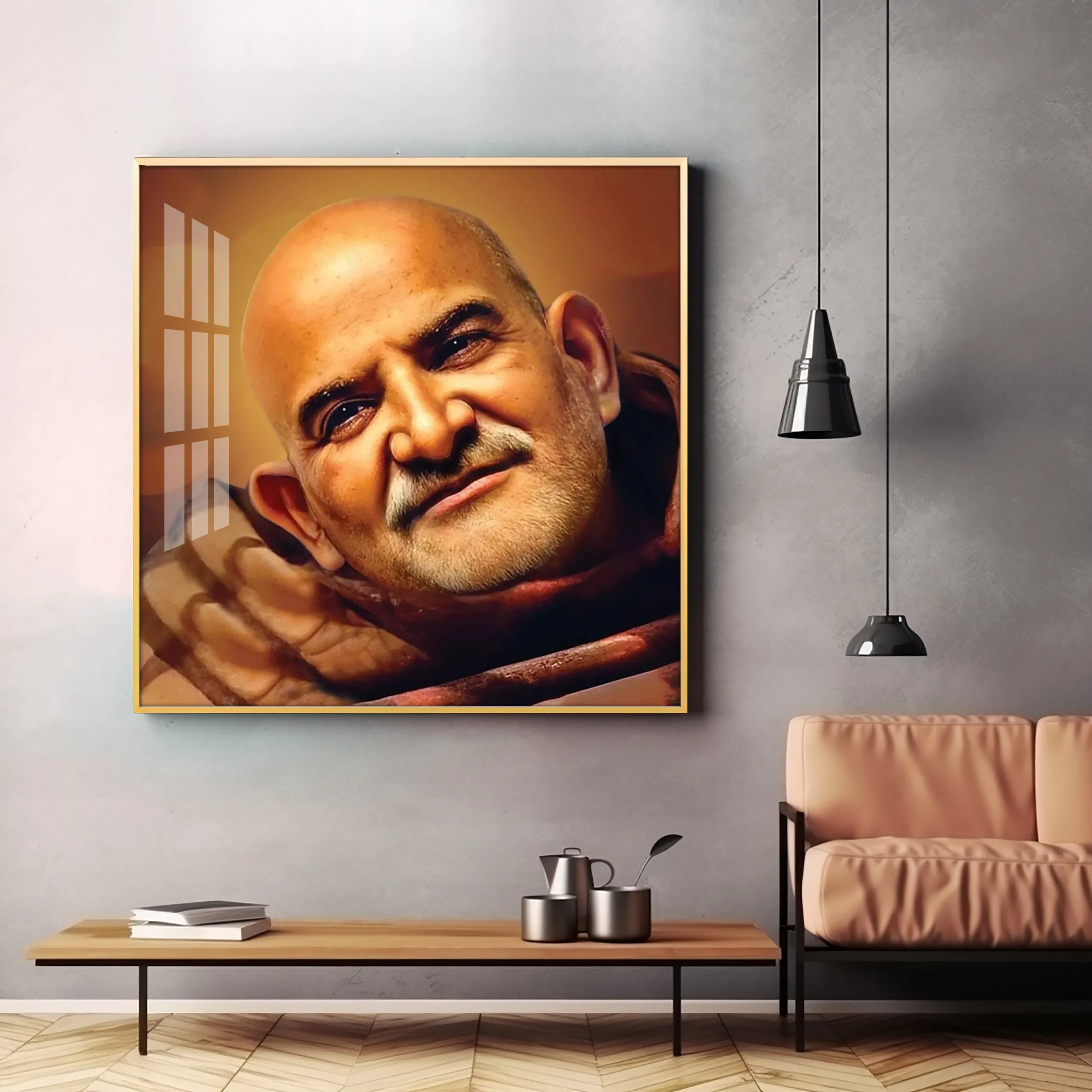 Baba Neem Karoli Maharaj Premium Acrylic Square Wall Art