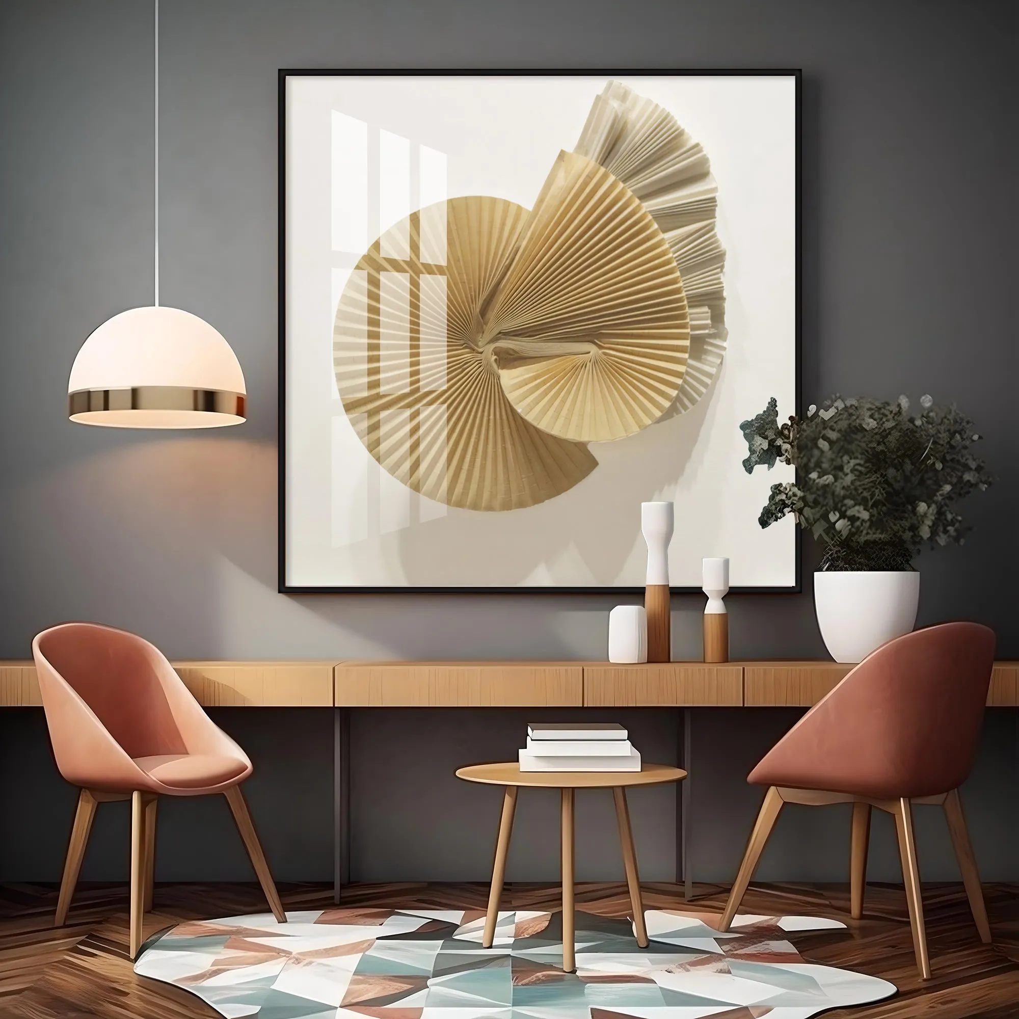 Beautiful Golden Formation Premium Acrylic Square Wall Art
