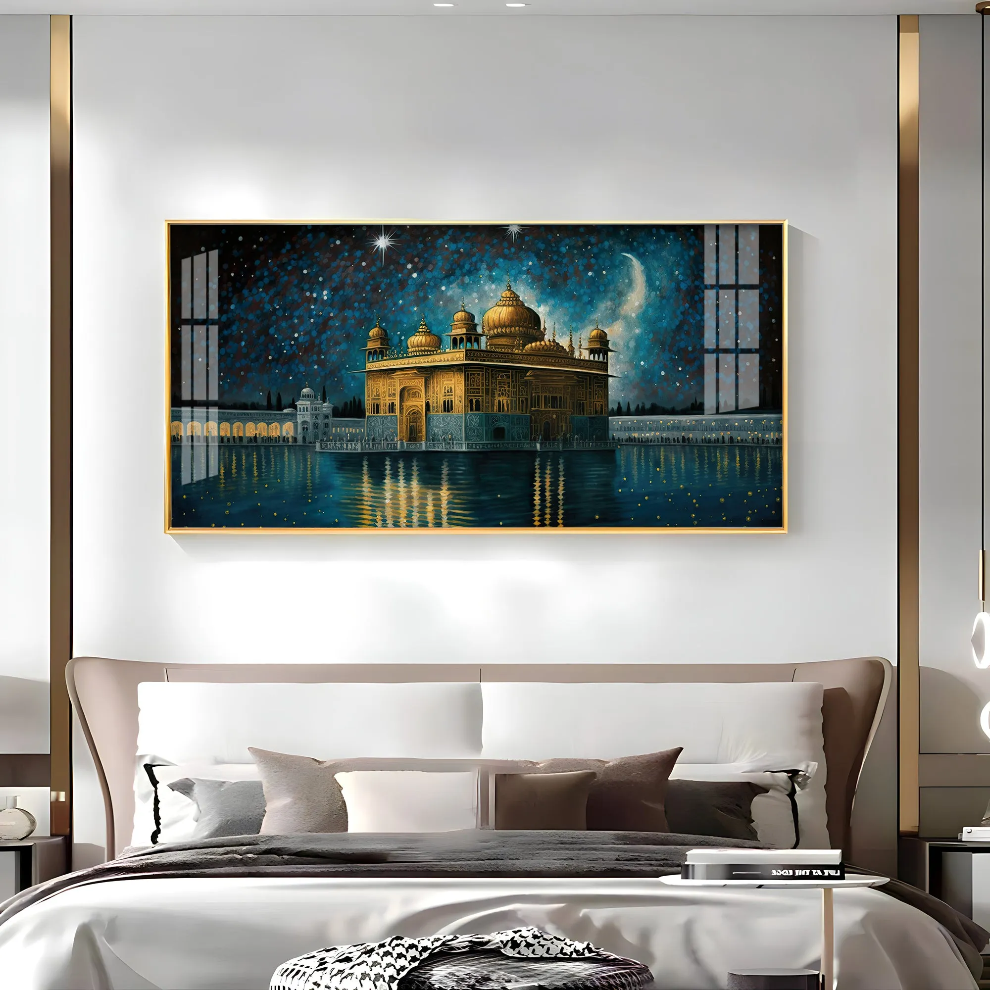 Beautiful Golden Temple With Constellation Premium Acrylic Horizontal Wall Art