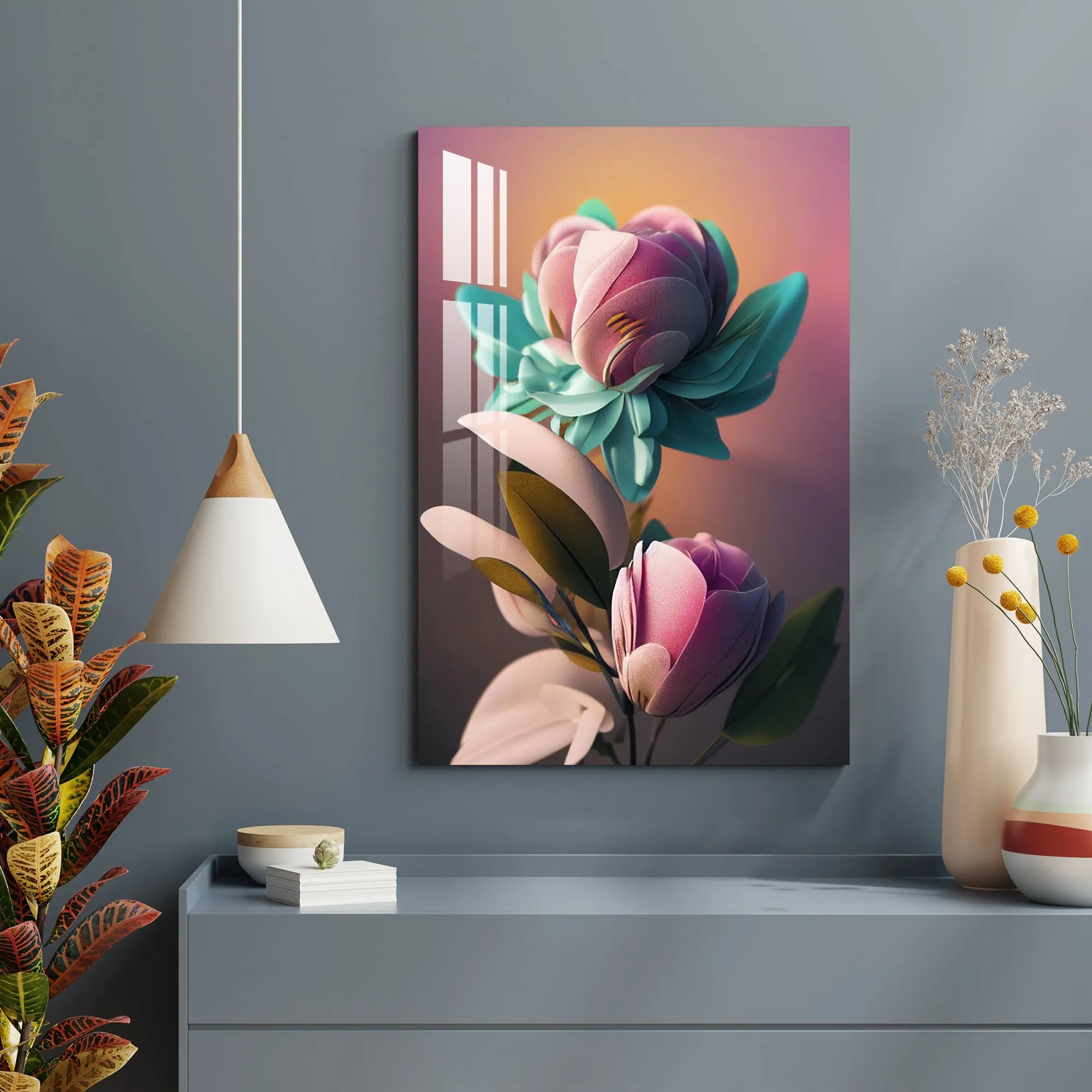 Beautiful Pink Rose Acrylic Wall Art