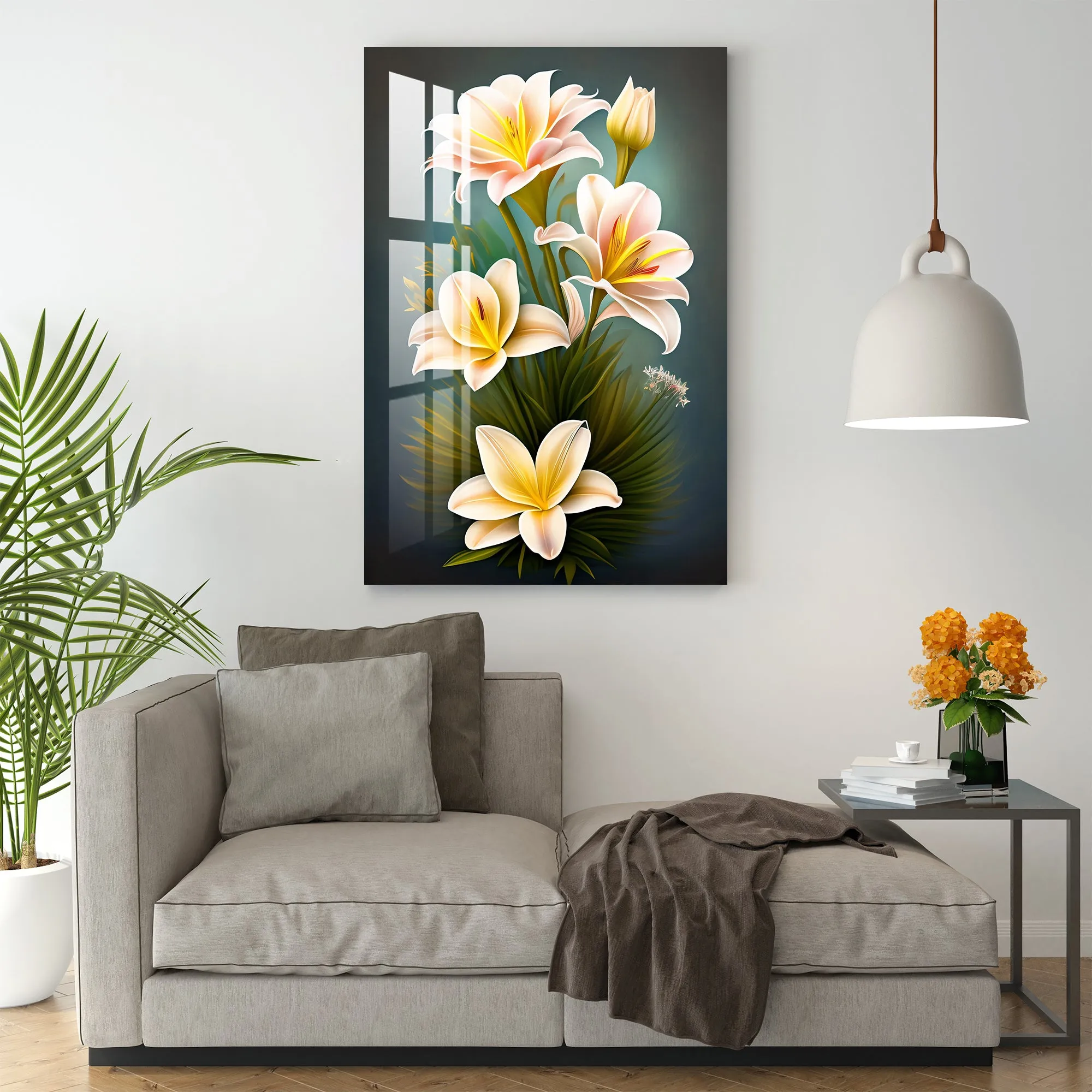 Beautiful White Lilies Acrylic Wall Art