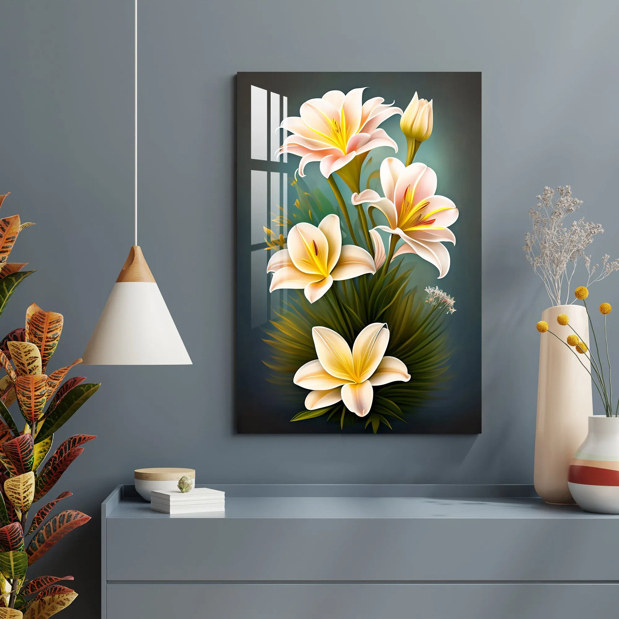 Beautiful White Lilies Acrylic Wall Art