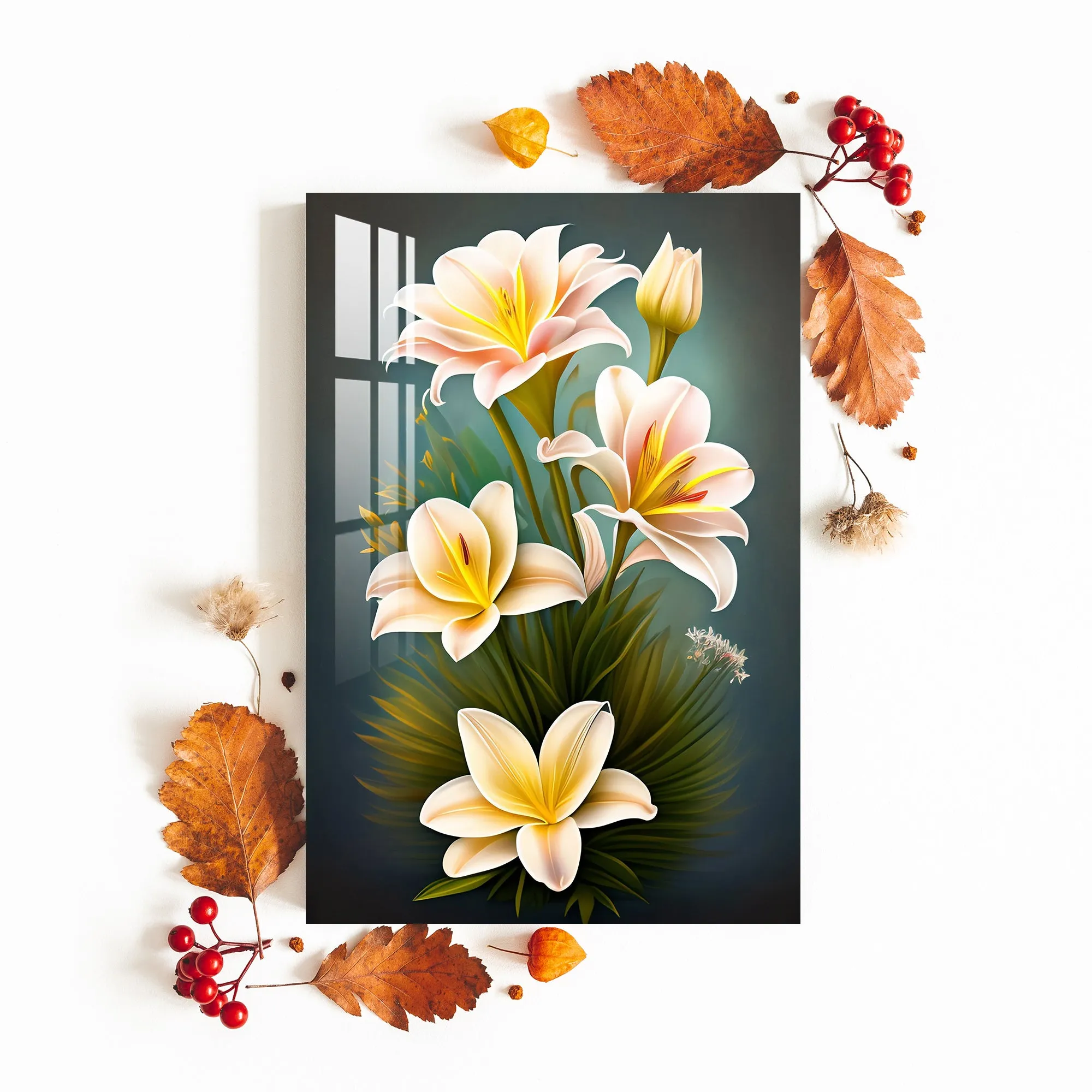 Beautiful White Lilies Acrylic Wall Art