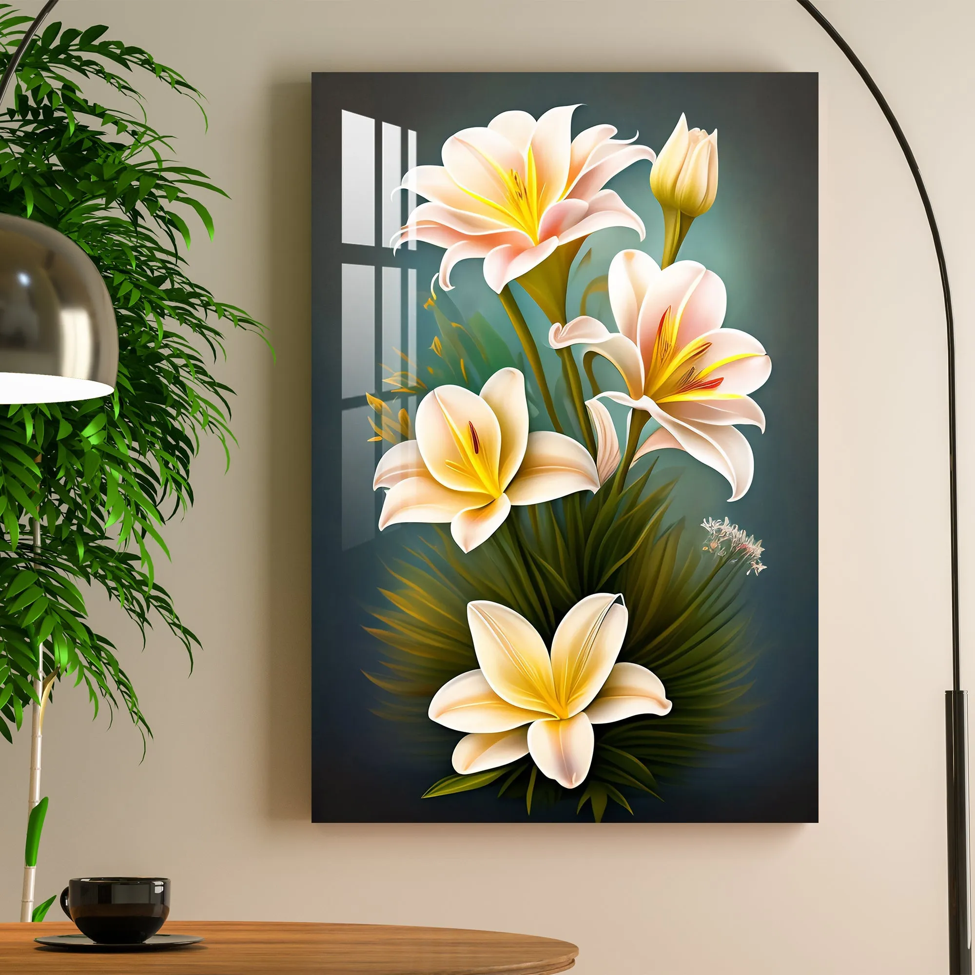 Beautiful White Lilies Acrylic Wall Art
