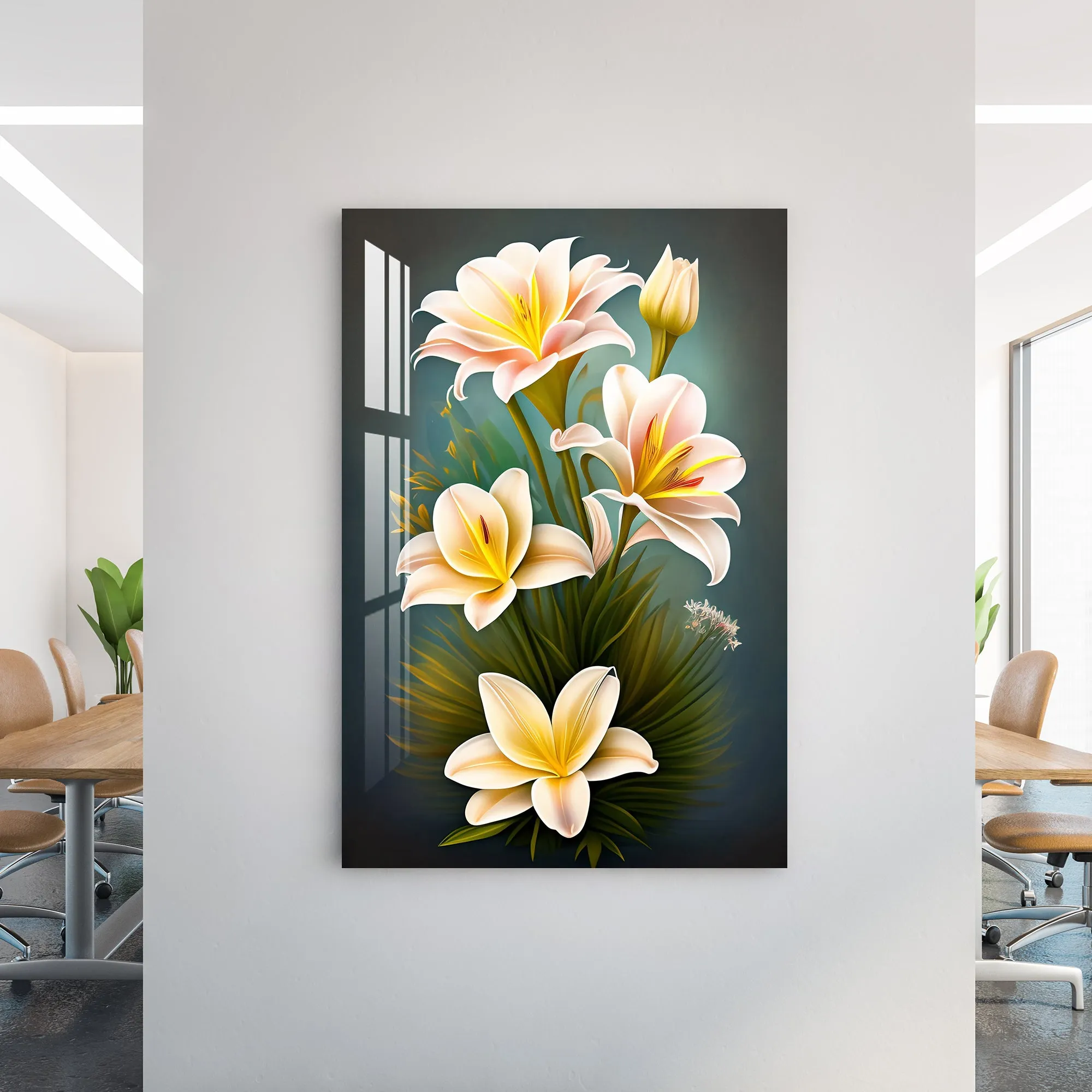 Beautiful White Lilies Acrylic Wall Art