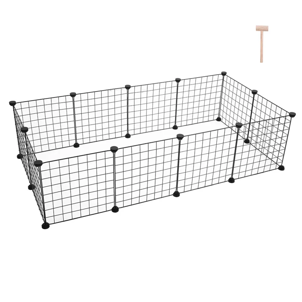 BEESCLOVER 12pcs Pet Playpen Portable Indoor Metal Wire DIY Expandable Easy to Assemble Yard Fence