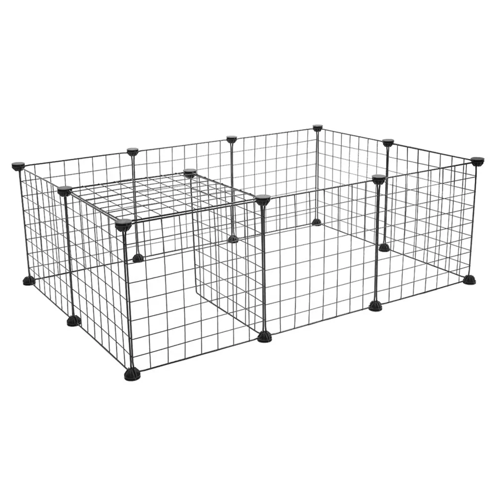 BEESCLOVER 12pcs Pet Playpen Portable Indoor Metal Wire DIY Expandable Easy to Assemble Yard Fence