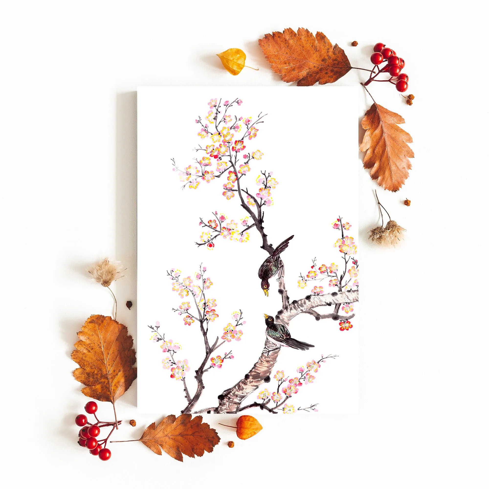 Bird on Blooming Tree Acrylic Wall Art