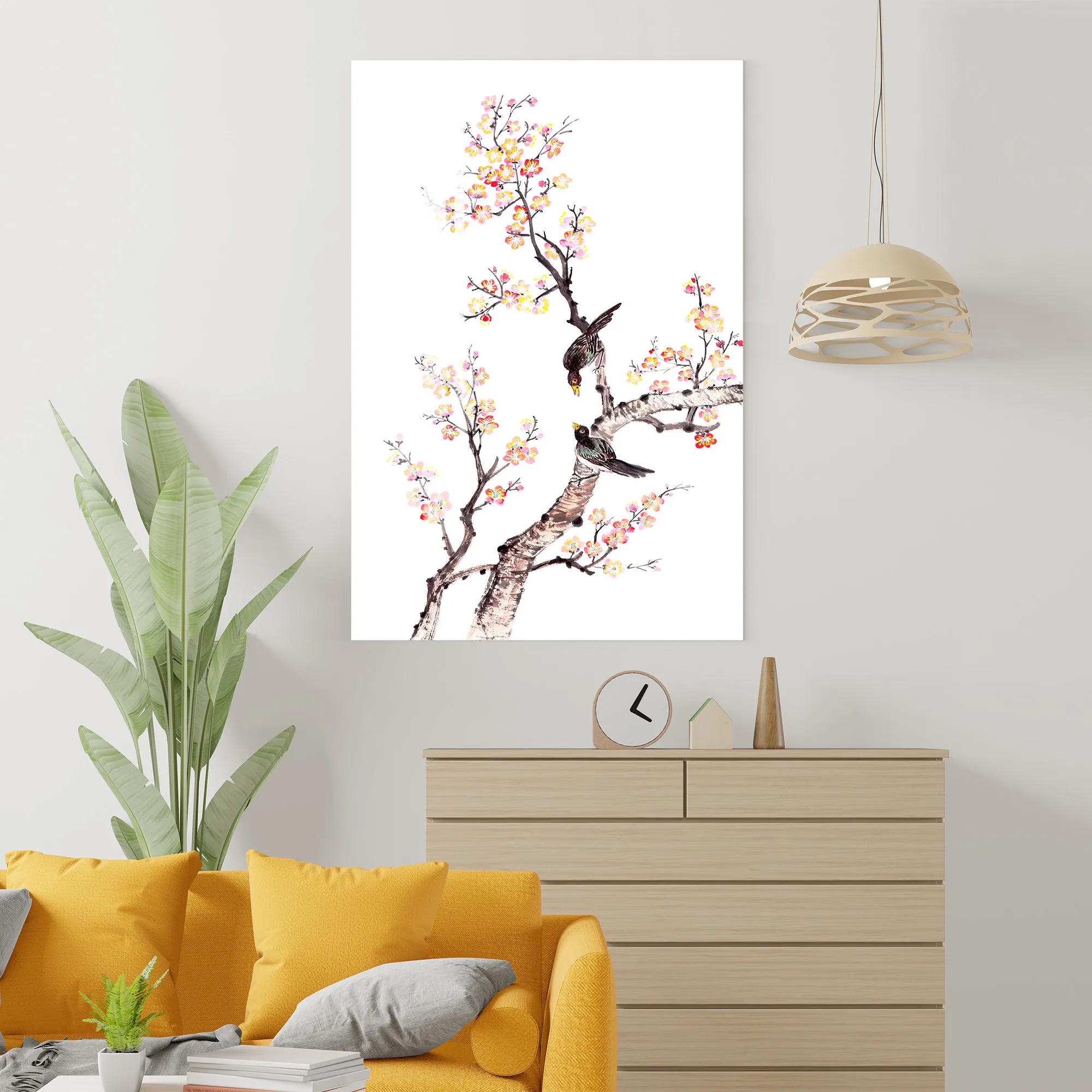 Bird on Blooming Tree Acrylic Wall Art