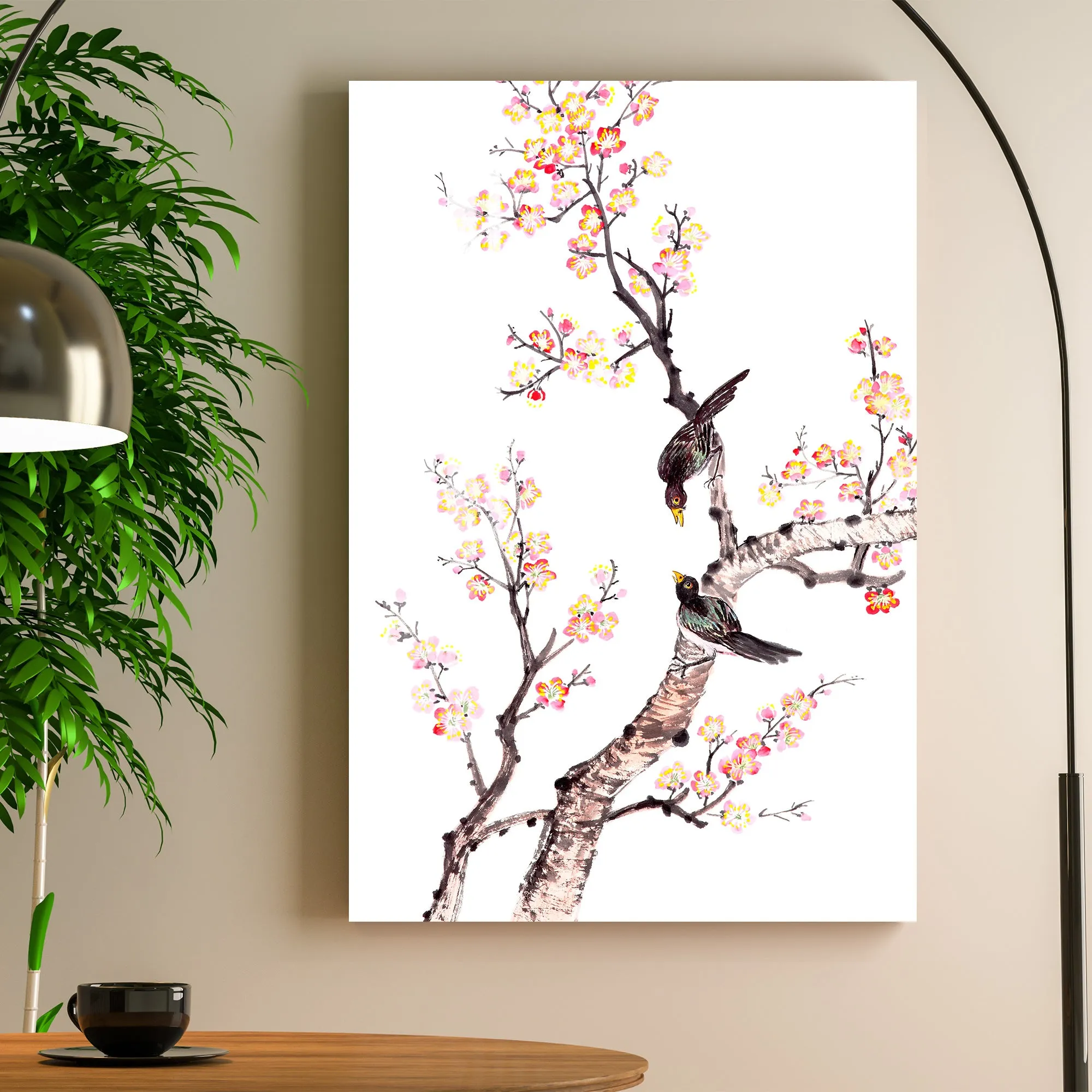 Bird on Blooming Tree Acrylic Wall Art