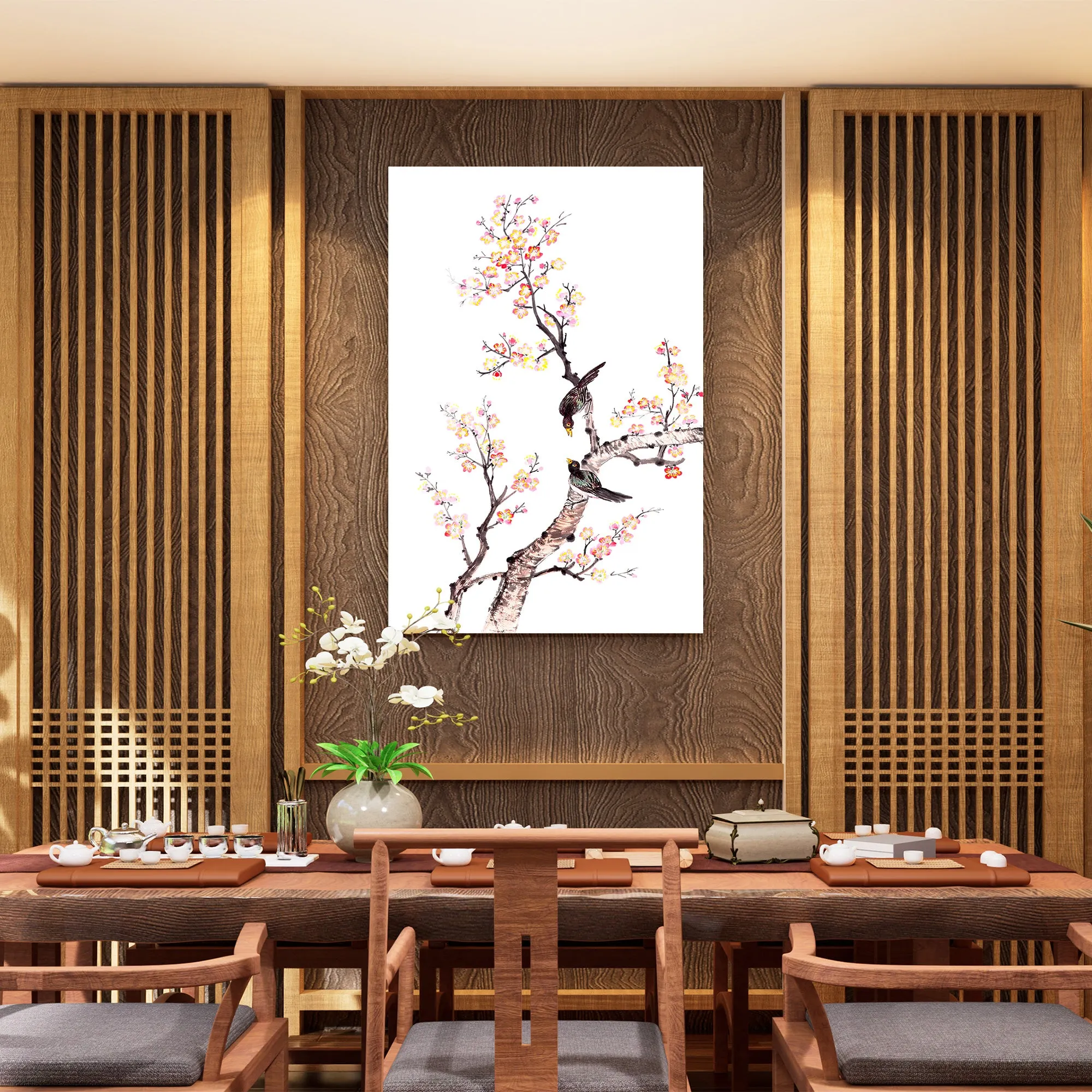 Bird on Blooming Tree Acrylic Wall Art