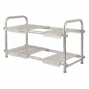 CABRINI UNDER SINK ORGANIZER 2 TIER EXPANDABLE SHELF SILVER