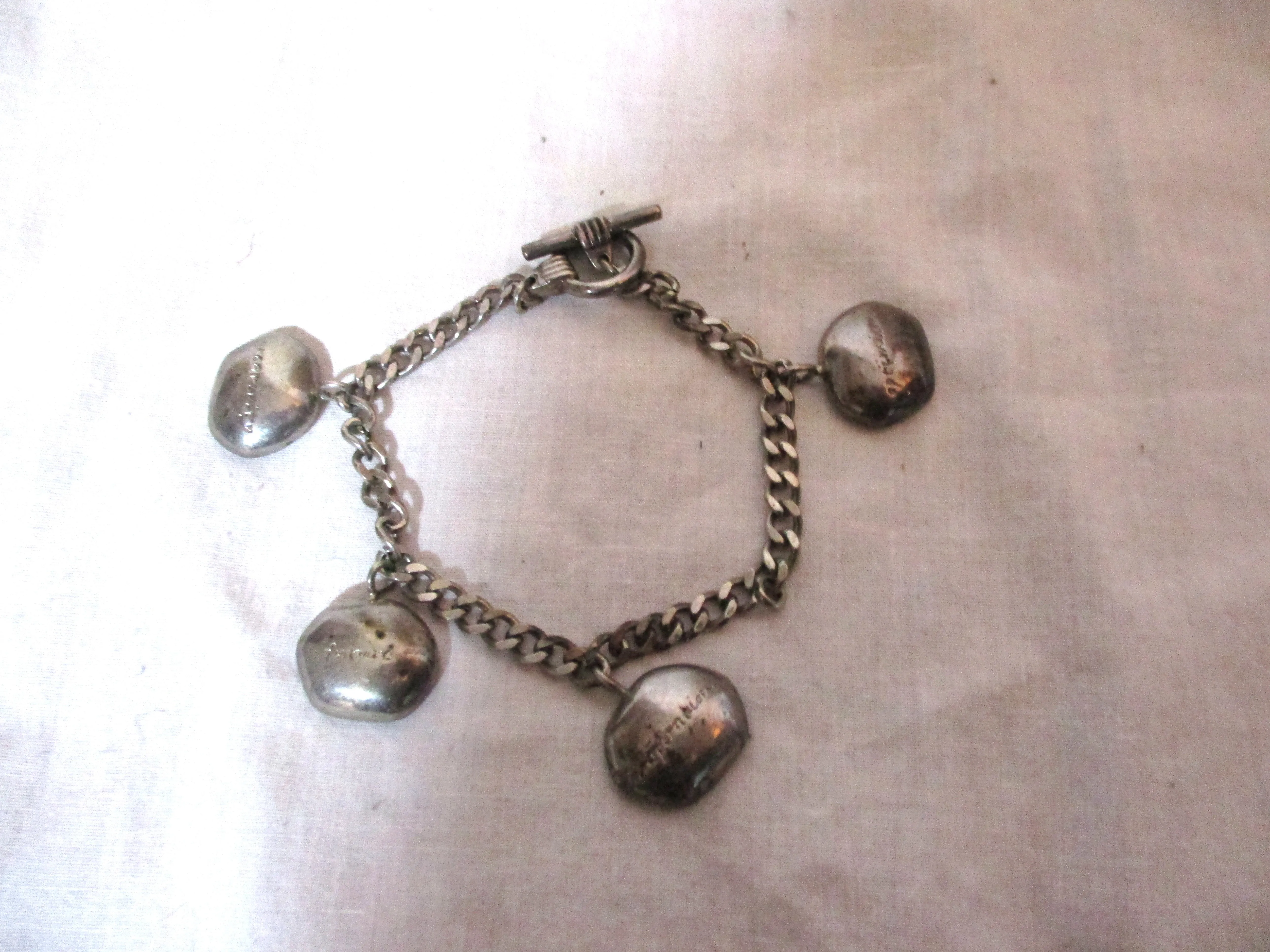 CERRUTI IMAGE Charm Jewel Bracelet CREATIVITY FUTURE INSPIRATION OPTIMISM Silver Chainlink