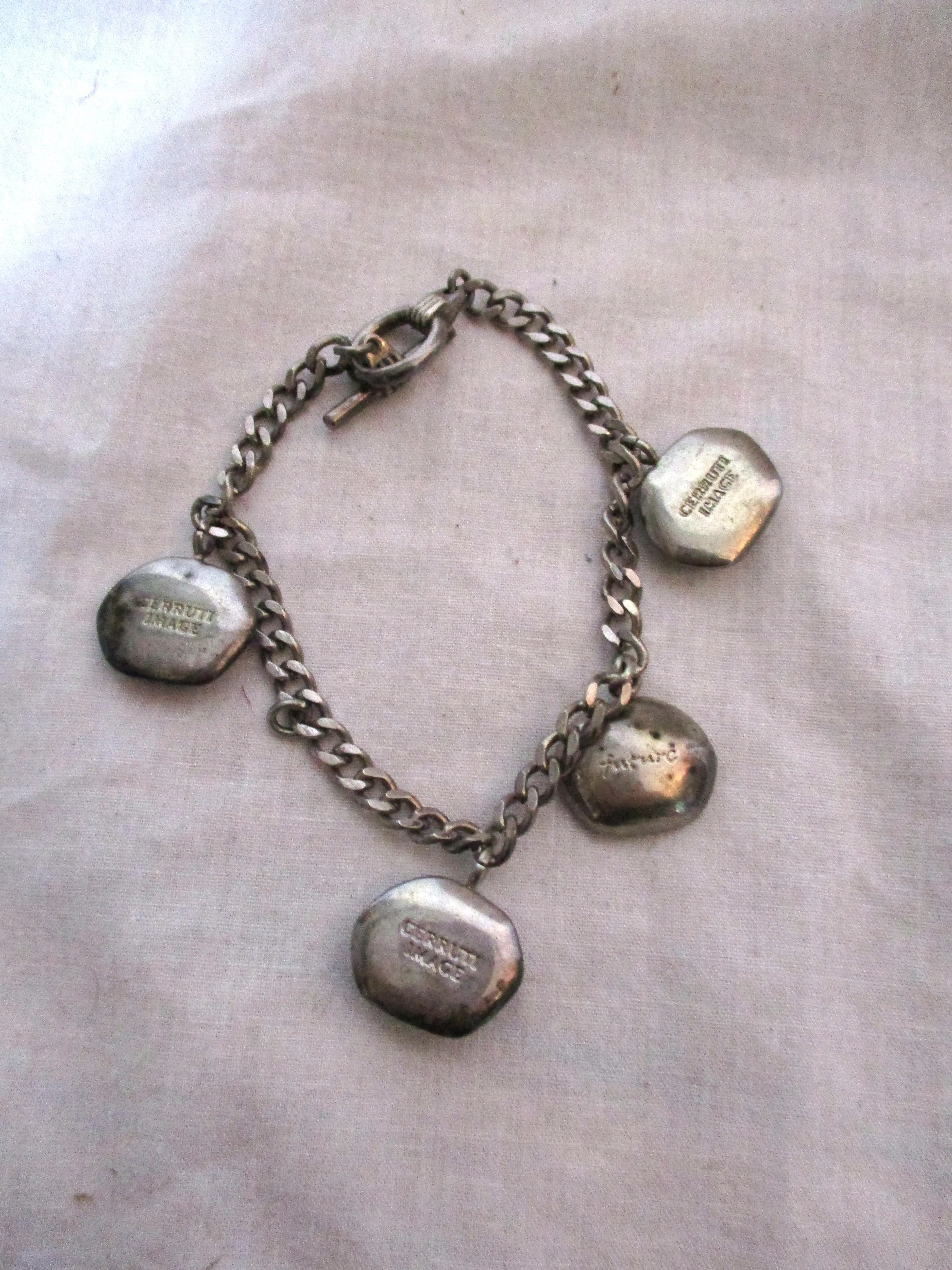 CERRUTI IMAGE Charm Jewel Bracelet CREATIVITY FUTURE INSPIRATION OPTIMISM Silver Chainlink