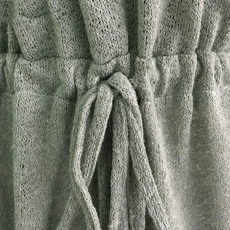 Flared Sleeve Lace up Knitted Dress