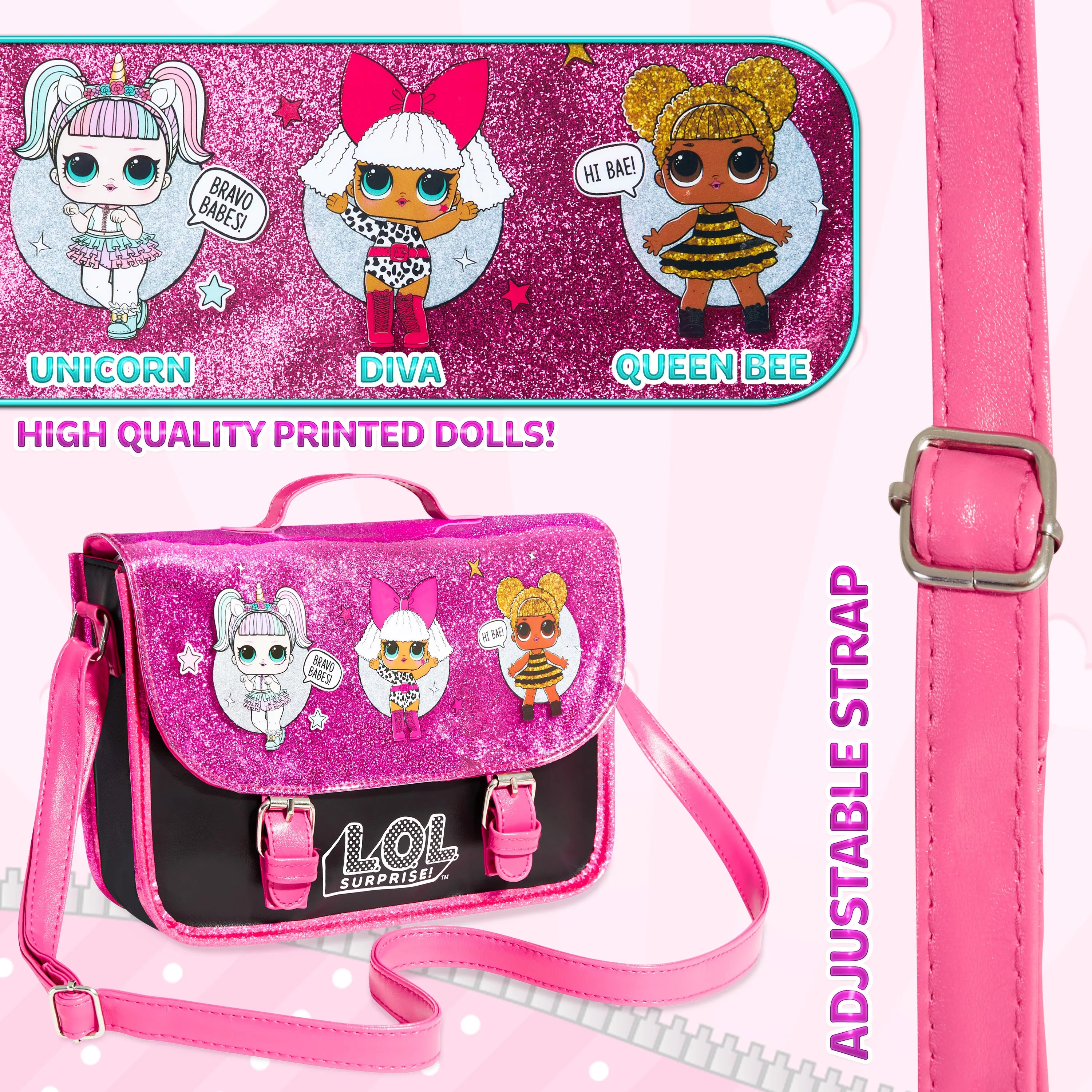 L.O.L. Surprise! Girls Handbag - Kids Crossbody Shoulder Bag with Adjustable Strap