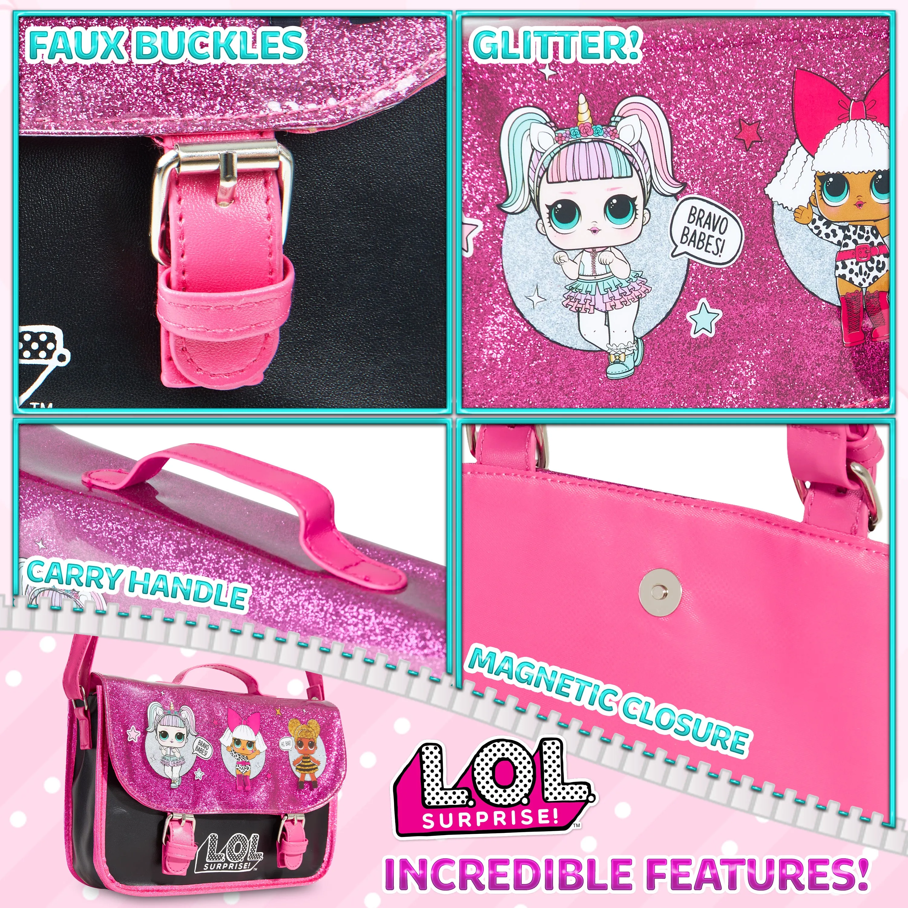 L.O.L. Surprise! Girls Handbag - Kids Crossbody Shoulder Bag with Adjustable Strap