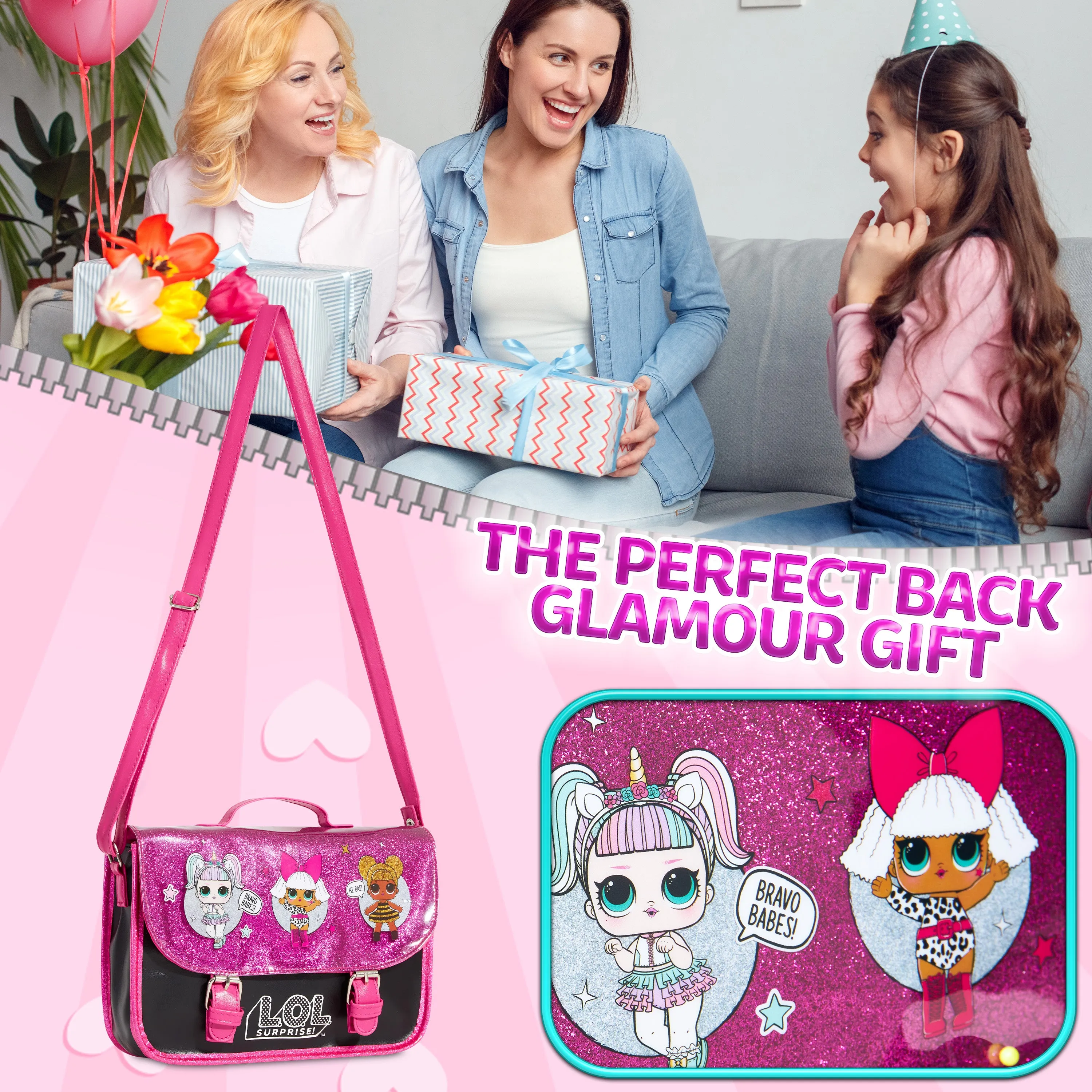 L.O.L. Surprise! Girls Handbag - Kids Crossbody Shoulder Bag with Adjustable Strap
