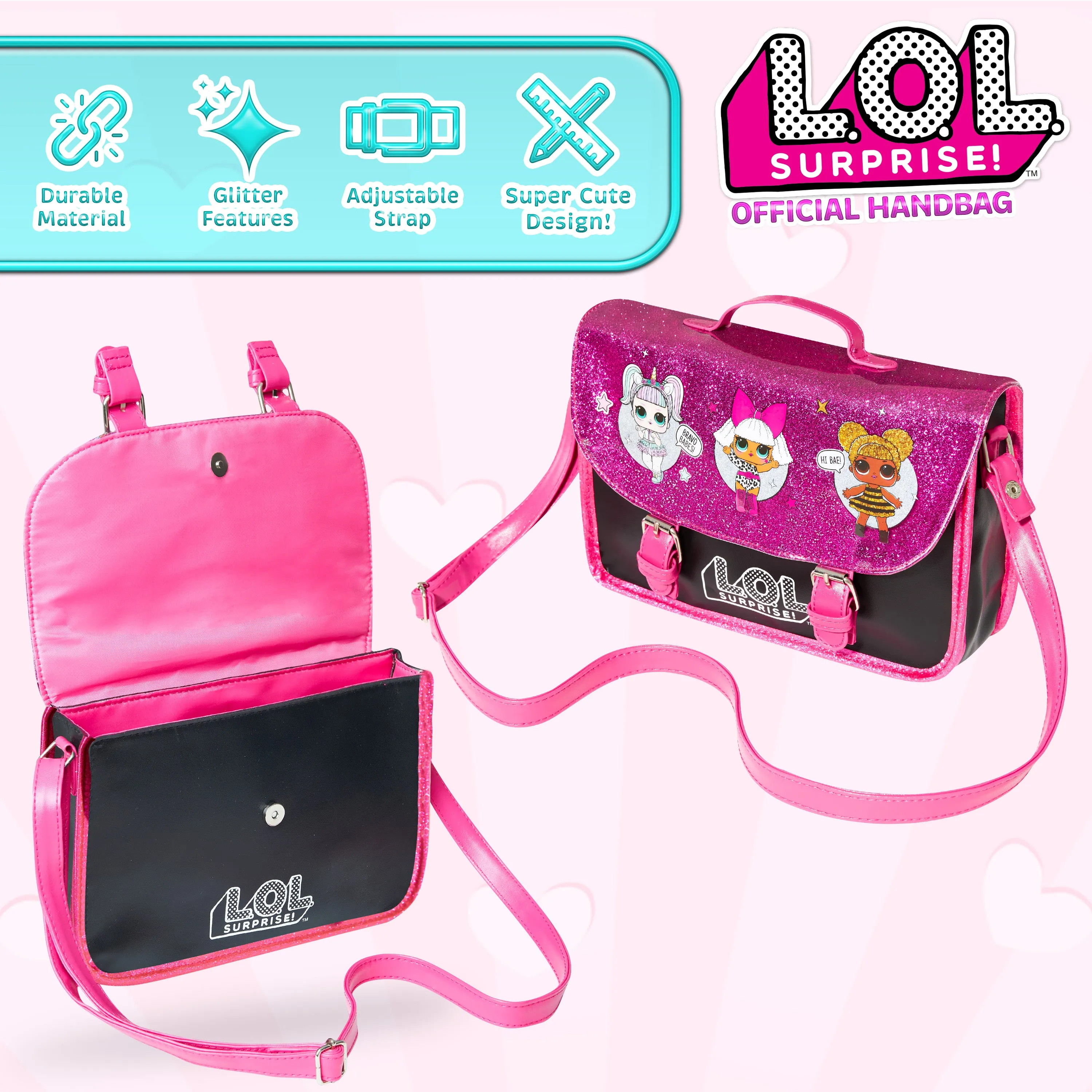 L.O.L. Surprise! Girls Handbag - Kids Crossbody Shoulder Bag with Adjustable Strap