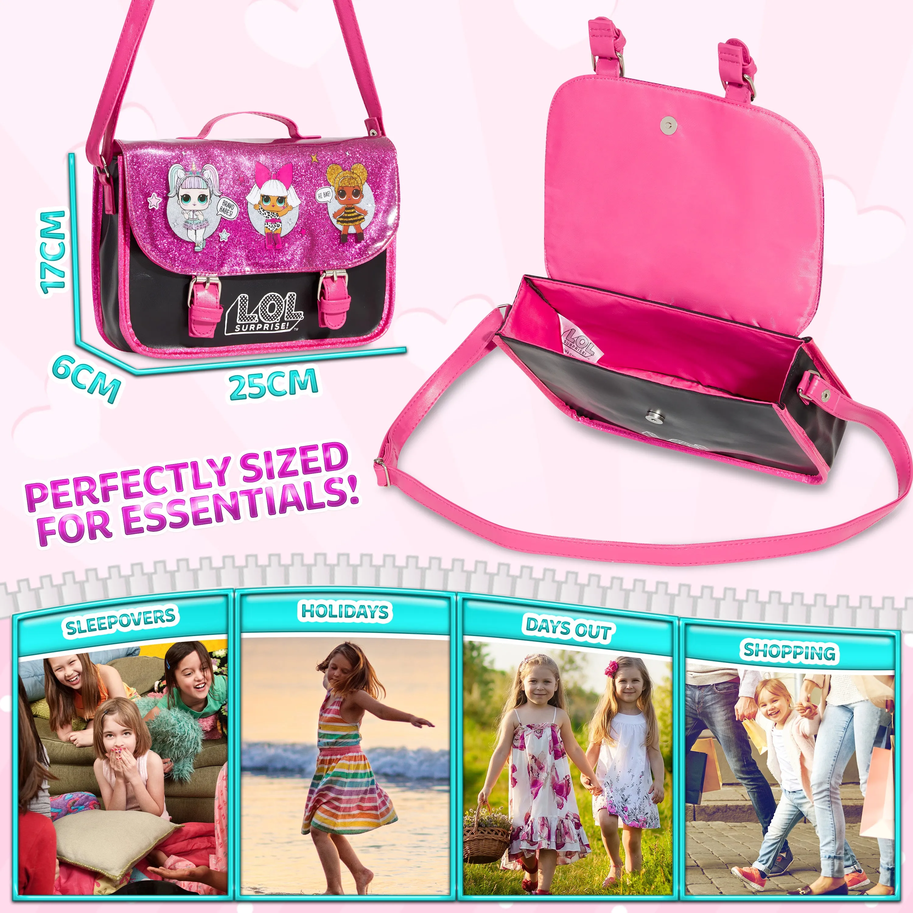 L.O.L. Surprise! Girls Handbag - Kids Crossbody Shoulder Bag with Adjustable Strap