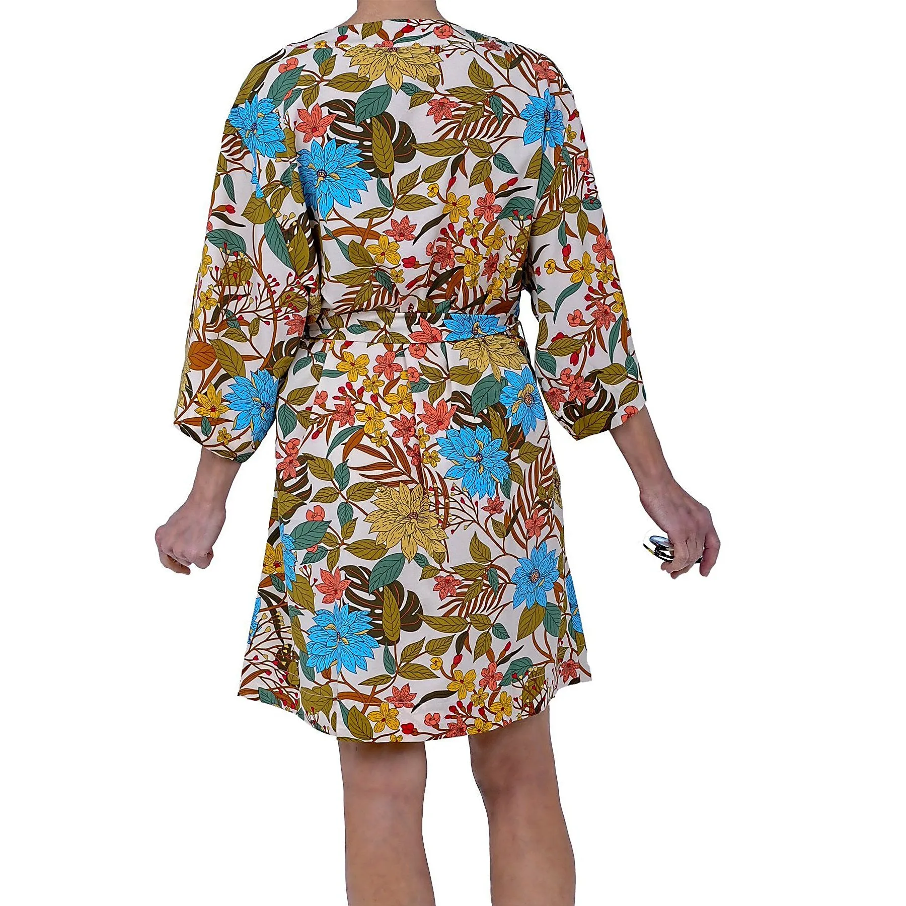 Multi-color Floral Short Robe