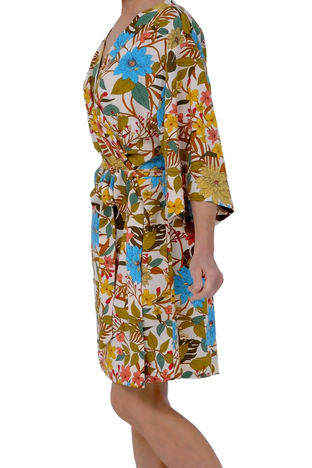 Multi-color Floral Short Robe