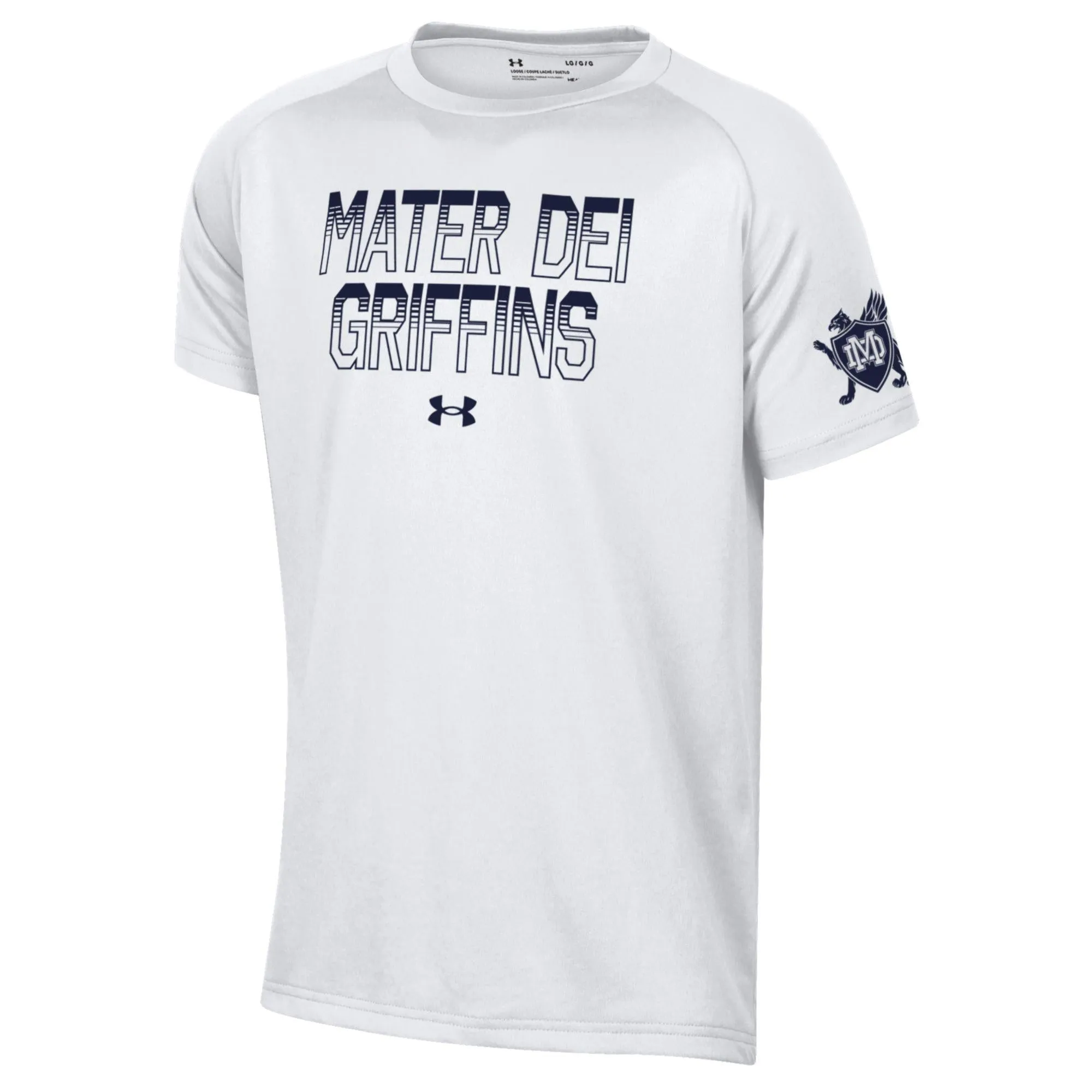 UA YOUTH SHORT SLEEVE TECH T - Navy / White