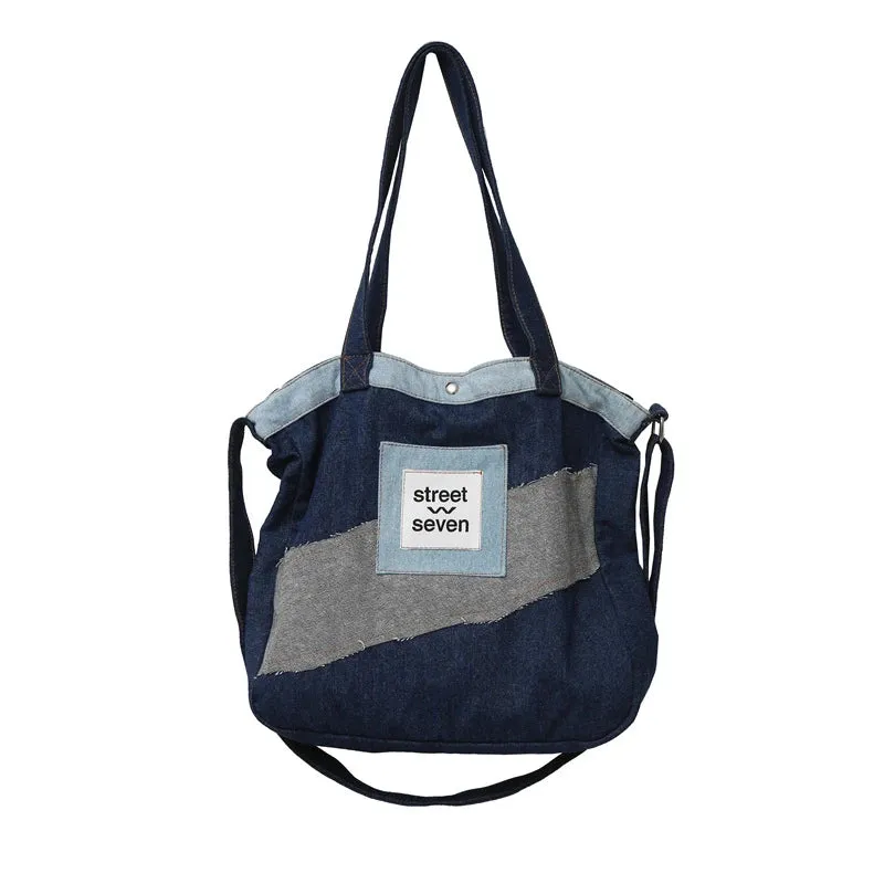 Uniwim Denim Women's Bag New Eco Reusable Ladies Handbags Canvas Shopping Travel Shoulder Bags Unisex Jeans Crossbody Bag Shoppers