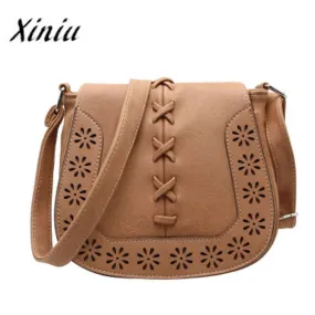 Xiniu Bags Women crossbody bag Hollow Out casual Black Brown Small Handbag Ladies solid PU shoulder bags